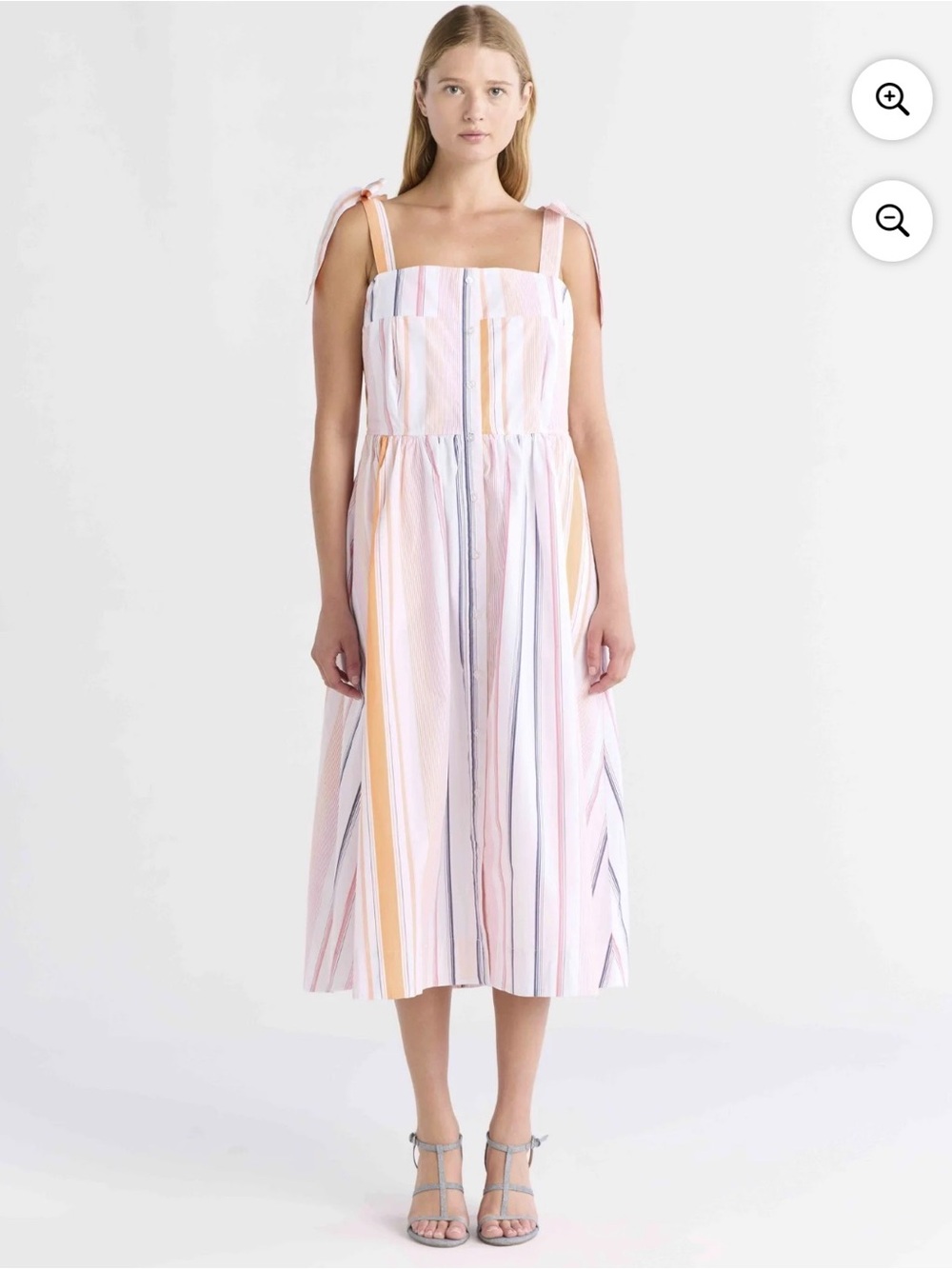 Women’s Pink Multi-Stripe Sundress with Tie Straps